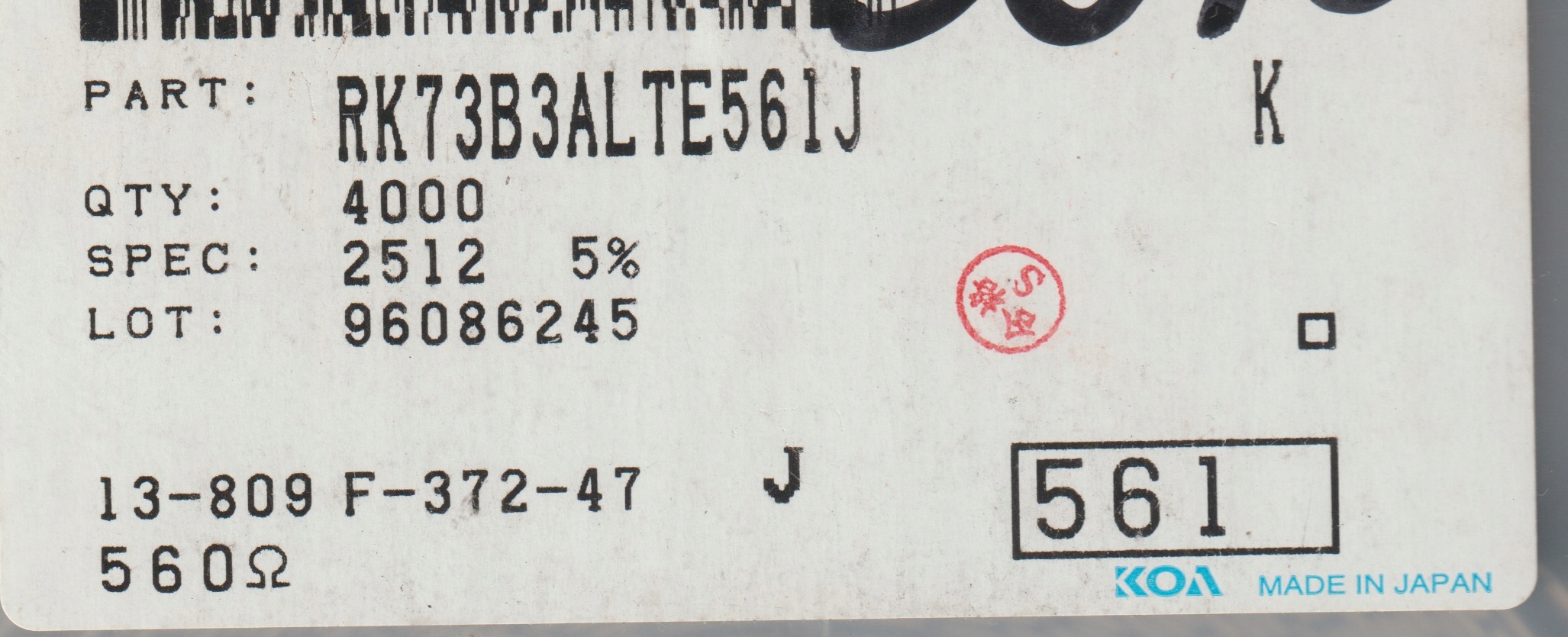 [20szt] 560R 5% 200ppm 1W rezystor Smd 2512 Koa