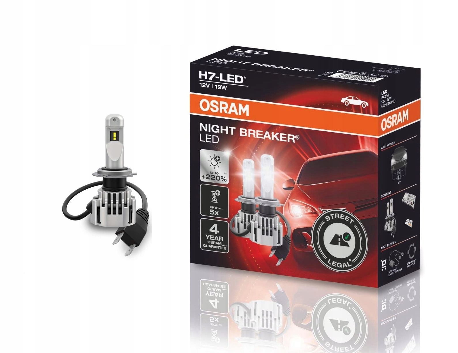 Žiarovky Osram H7 Night Breaker Led Pro 19W 12V 220% jasnejšie 6000K 1500LM
