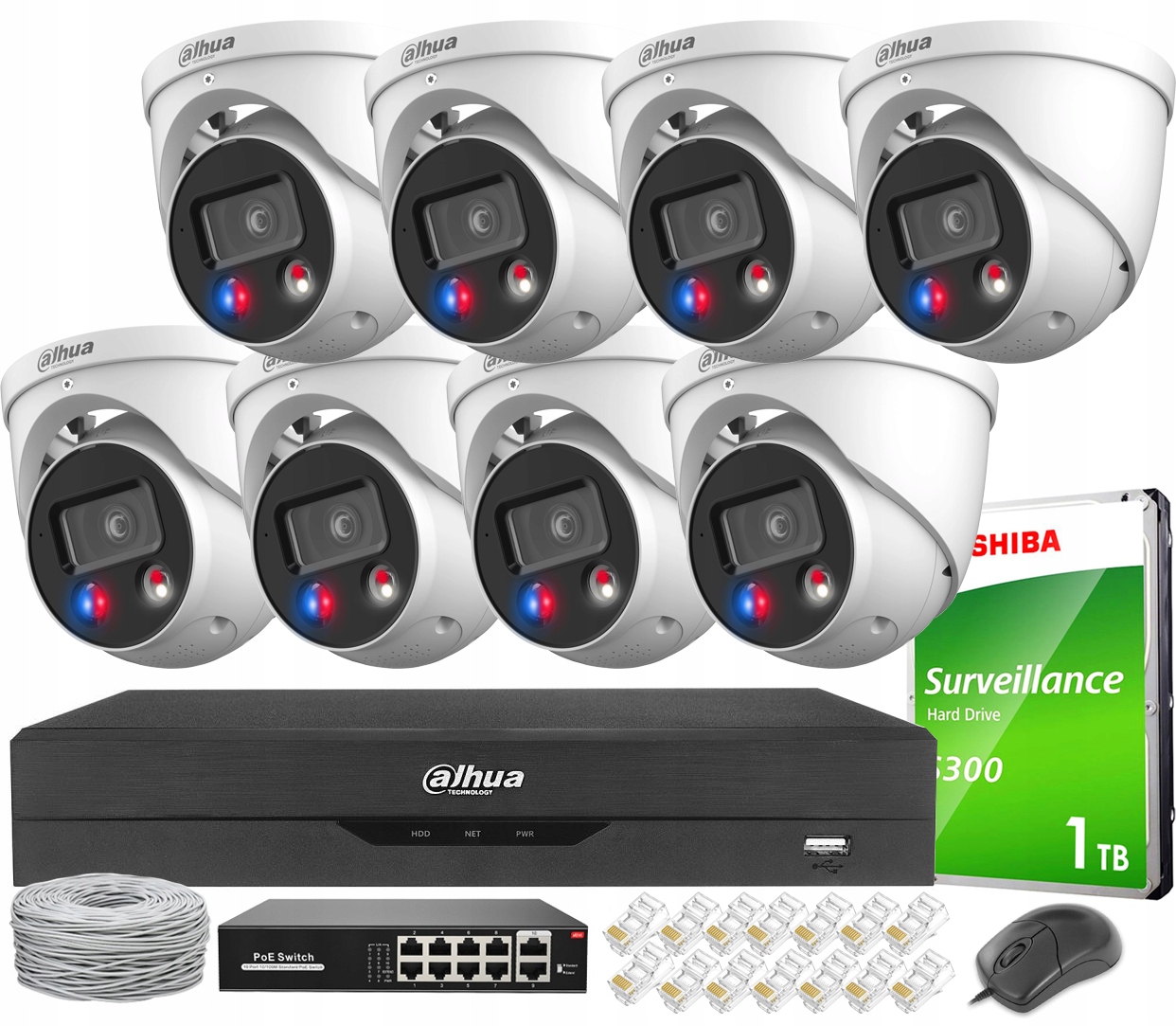 8 Ip Kamier Dahua Wizsense 8MPX Ir/led 30M Rekordér Disk 1TB Detekcia