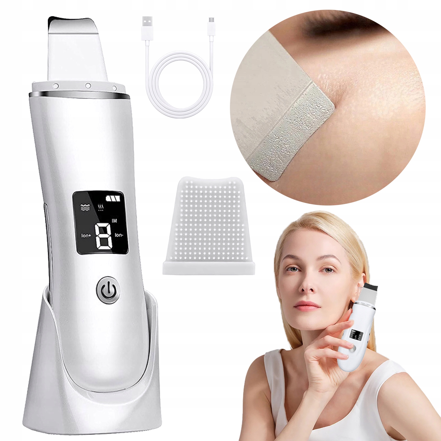 Peeling Kawitacyjny Do Twarzy Skin Cleaner Urządzenie Bezprzewodowy Usb Ems