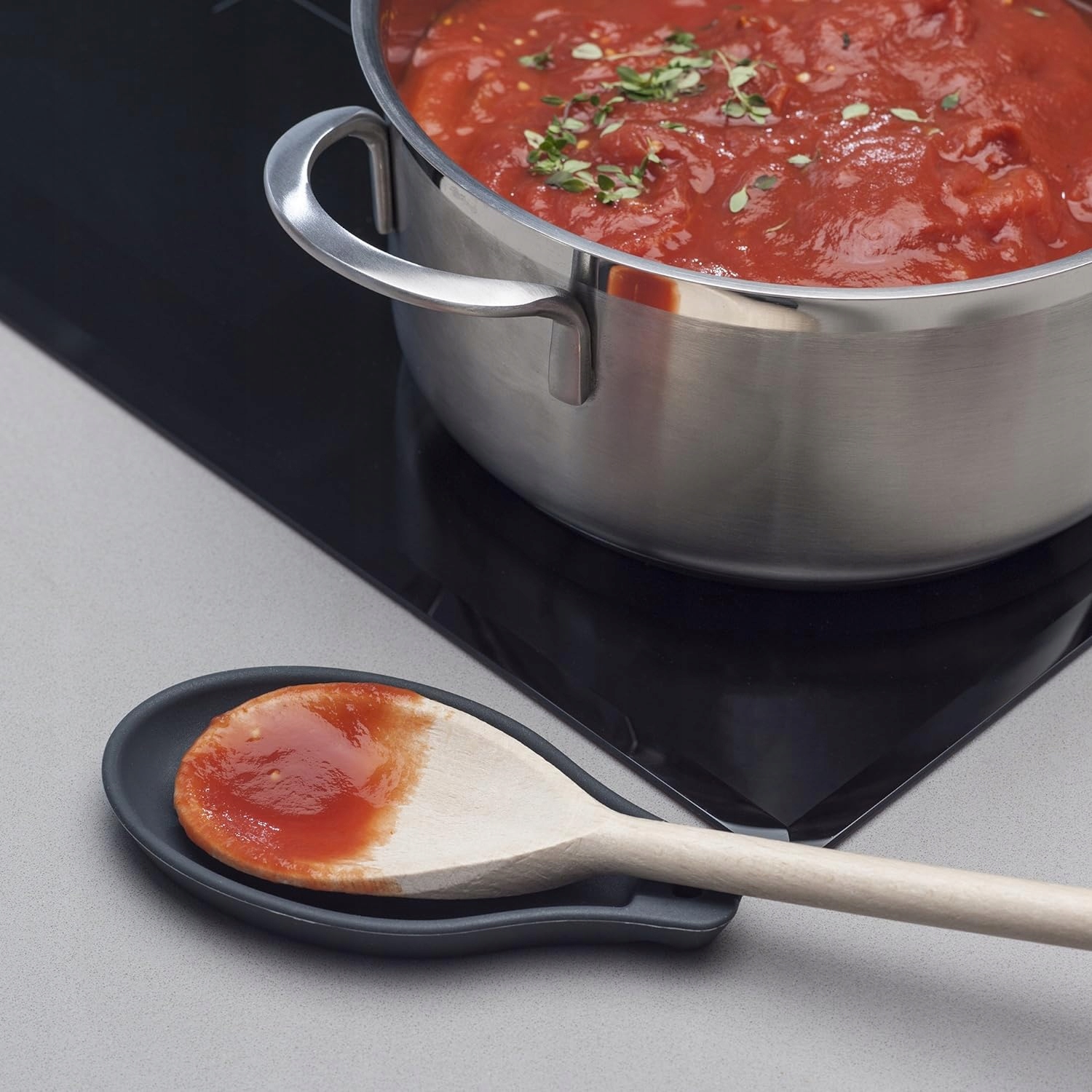 PODKŁADKA SILIKONOWA POD PRZYBORY KUCHENNE OCIEKACZ POD ŁYŻKĘ SZARA 20 cm Marka Brunbeste