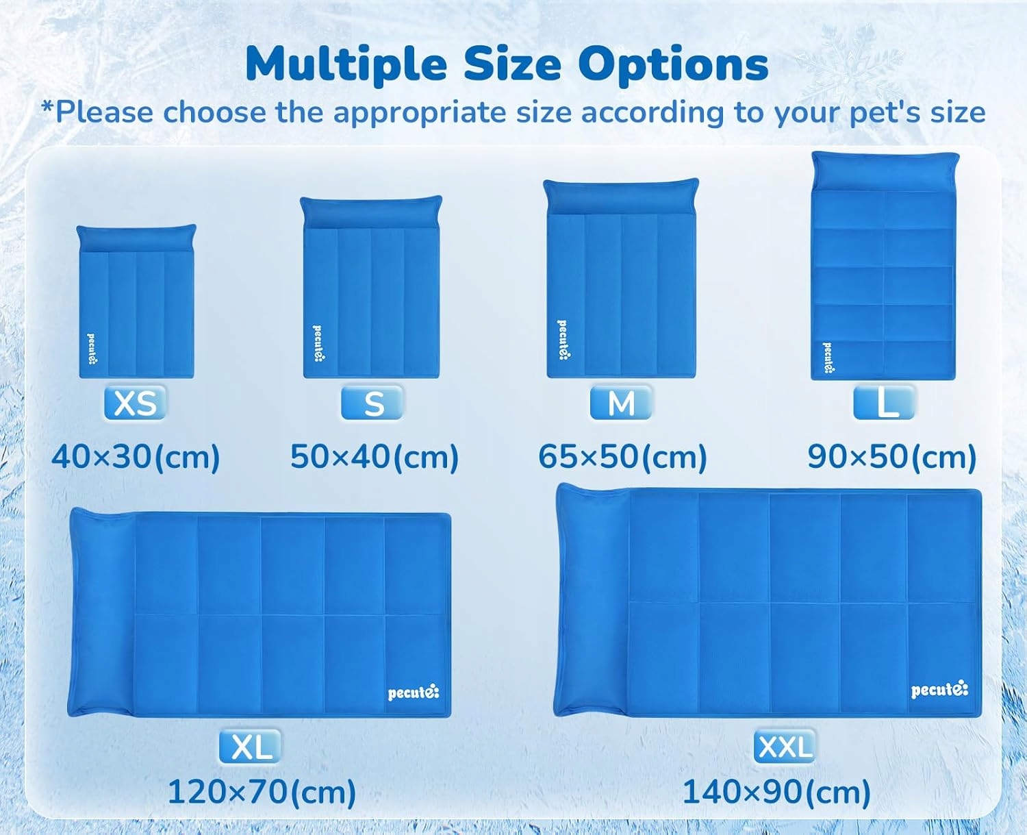 Levně Chladicí podložka pro psa s polštářkem, 90 x 50 cm, netoxická, modrá