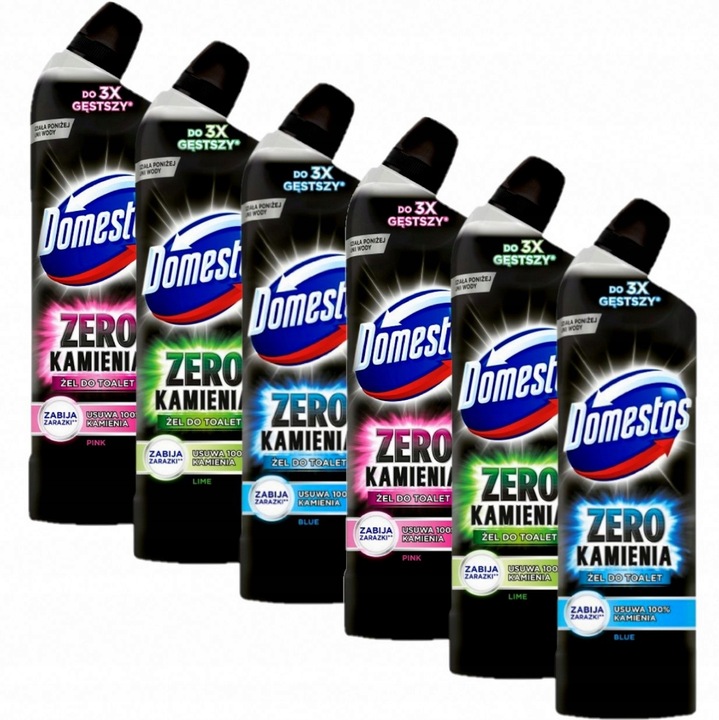Domestos Zero Lime Scale Gel gel na toaletu, Pink limetková modrá, 6x750ml