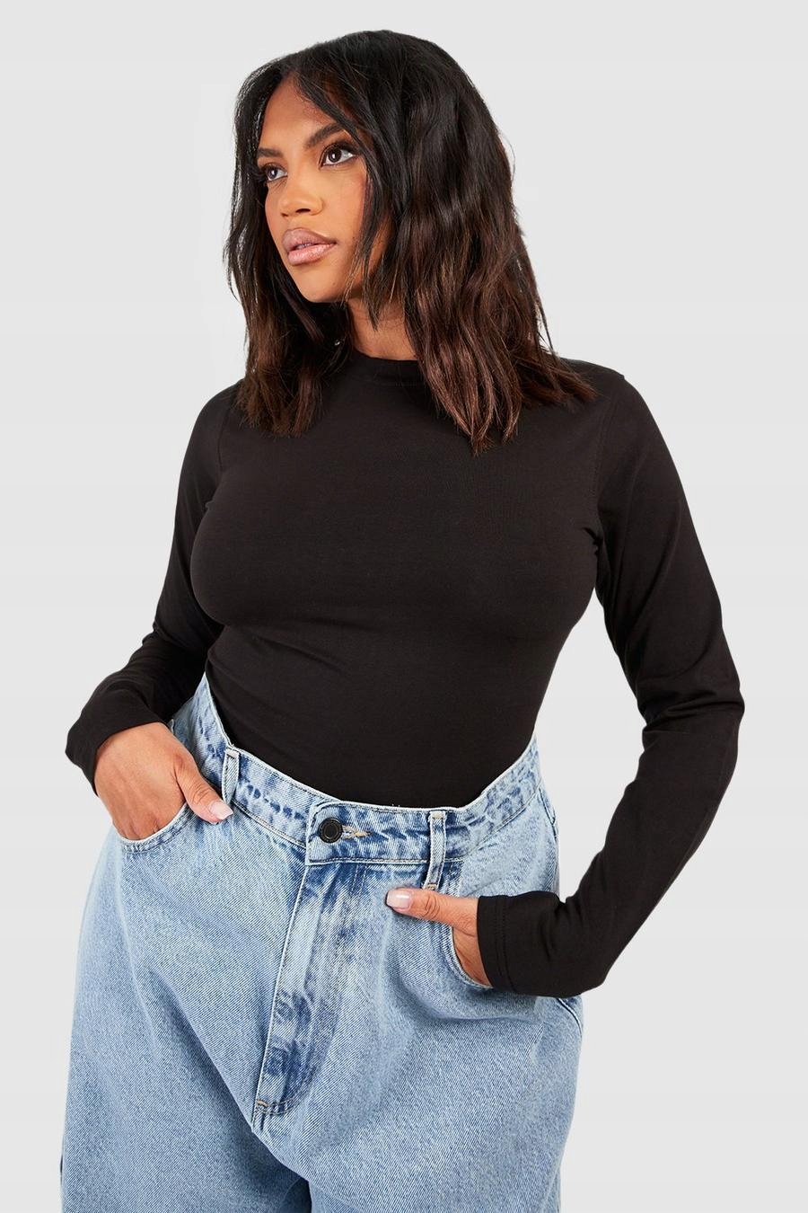 AC14202 *BOOHOO CZARNE KLASYCZNE BODY Z DŁUGIM RĘKAWEM XXL Rozmiar 2XL (44)