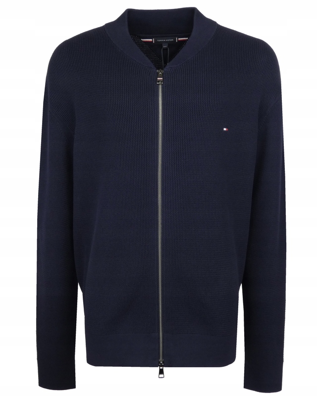 Tommy Hilfiger pánský svetr, rozepínací, bavlněný, tmavě modrý, 3XL
