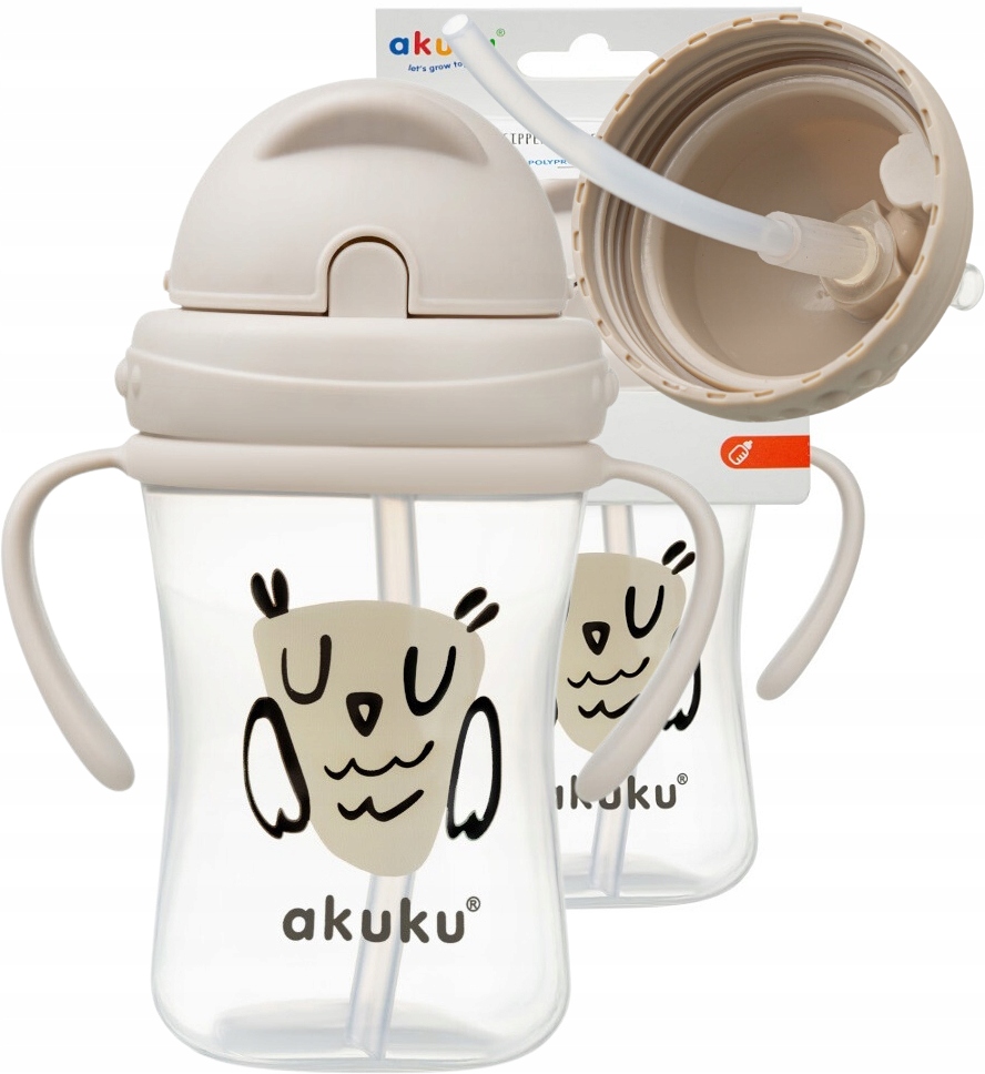 

Akuku Kubek Bidon Z Rurką Słomką Uchwyty 300ml 9m+