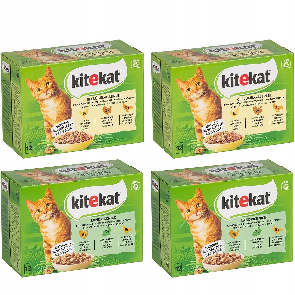 Levně Kitekat mokré krmivo pro kočky mix chutí v želé a v omáčce 48x85 g