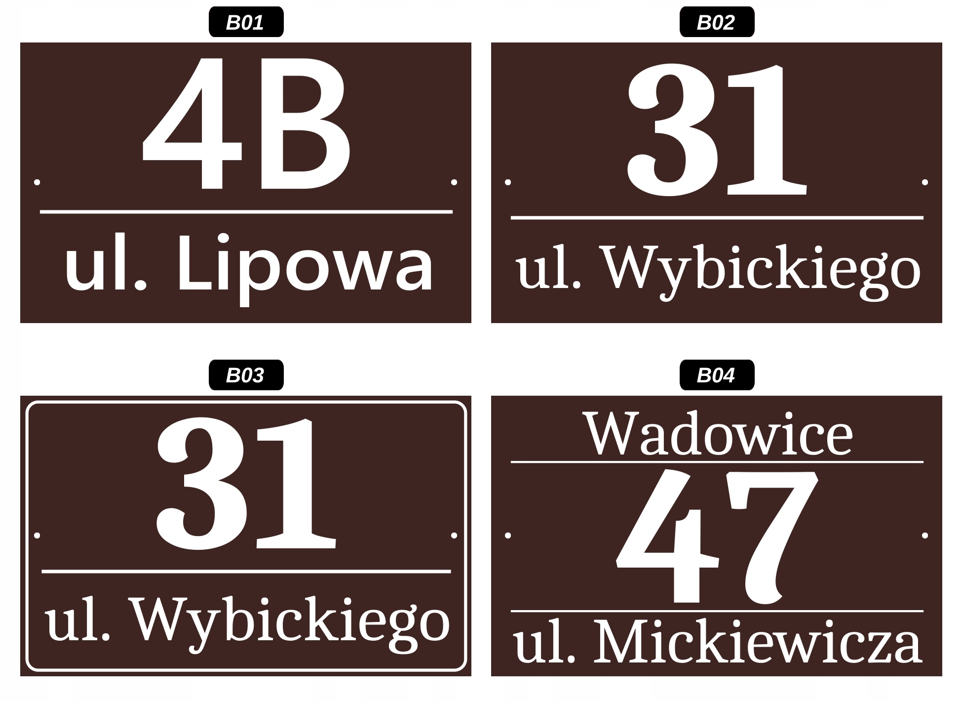 Tabliczka Adresowa BRĄZ MAT Duża - METALOWA - UV Marka Metal-Bud