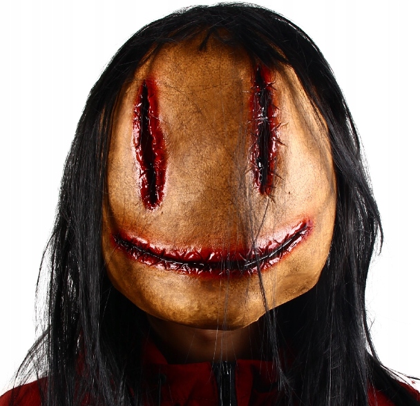 STRASZNA MASKA HALOWEEN NA TWARZ HORROR UŚMIECH