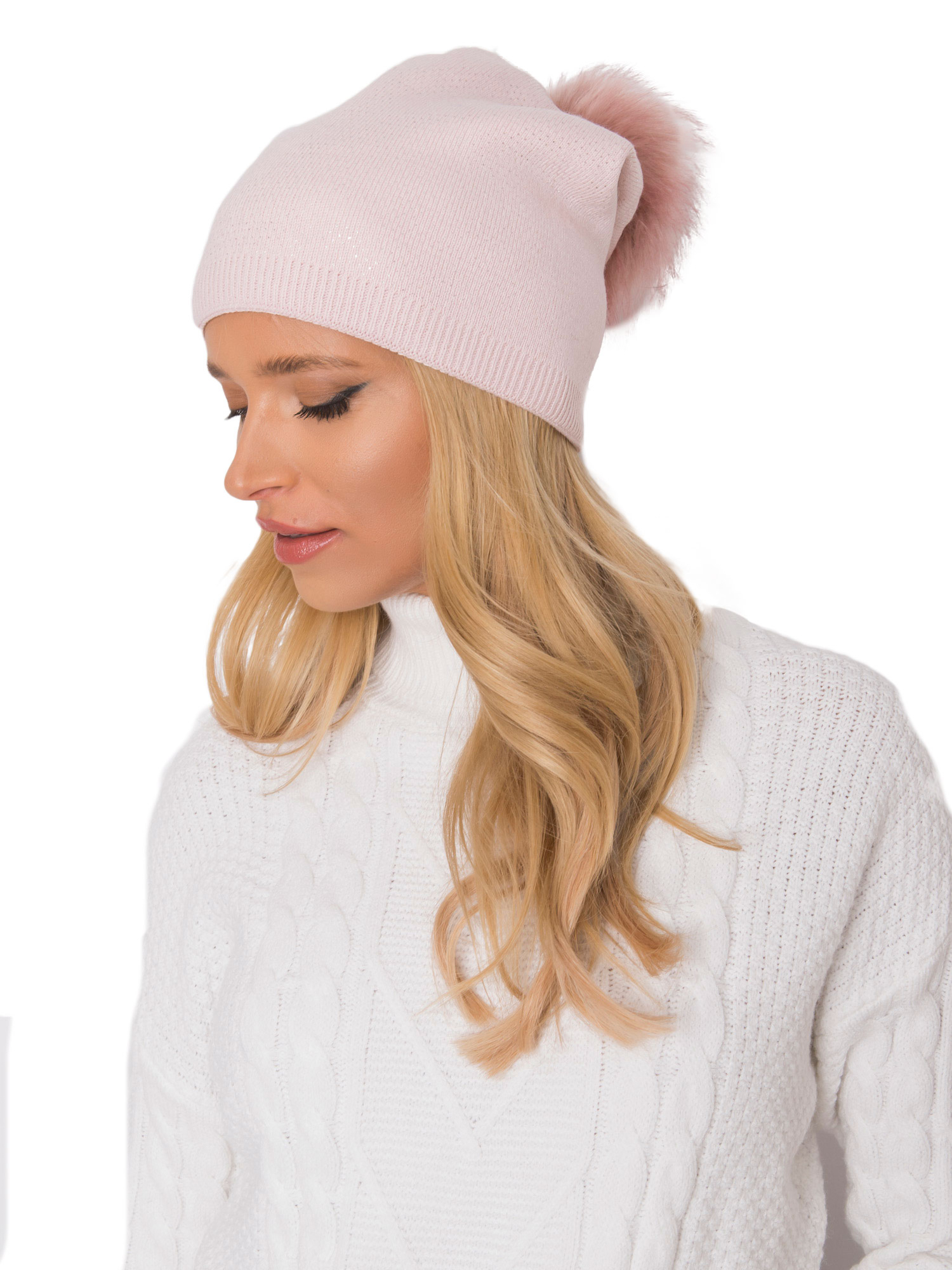 

Czapka Zimowa Damska Beanie Z Pomponem Wełna