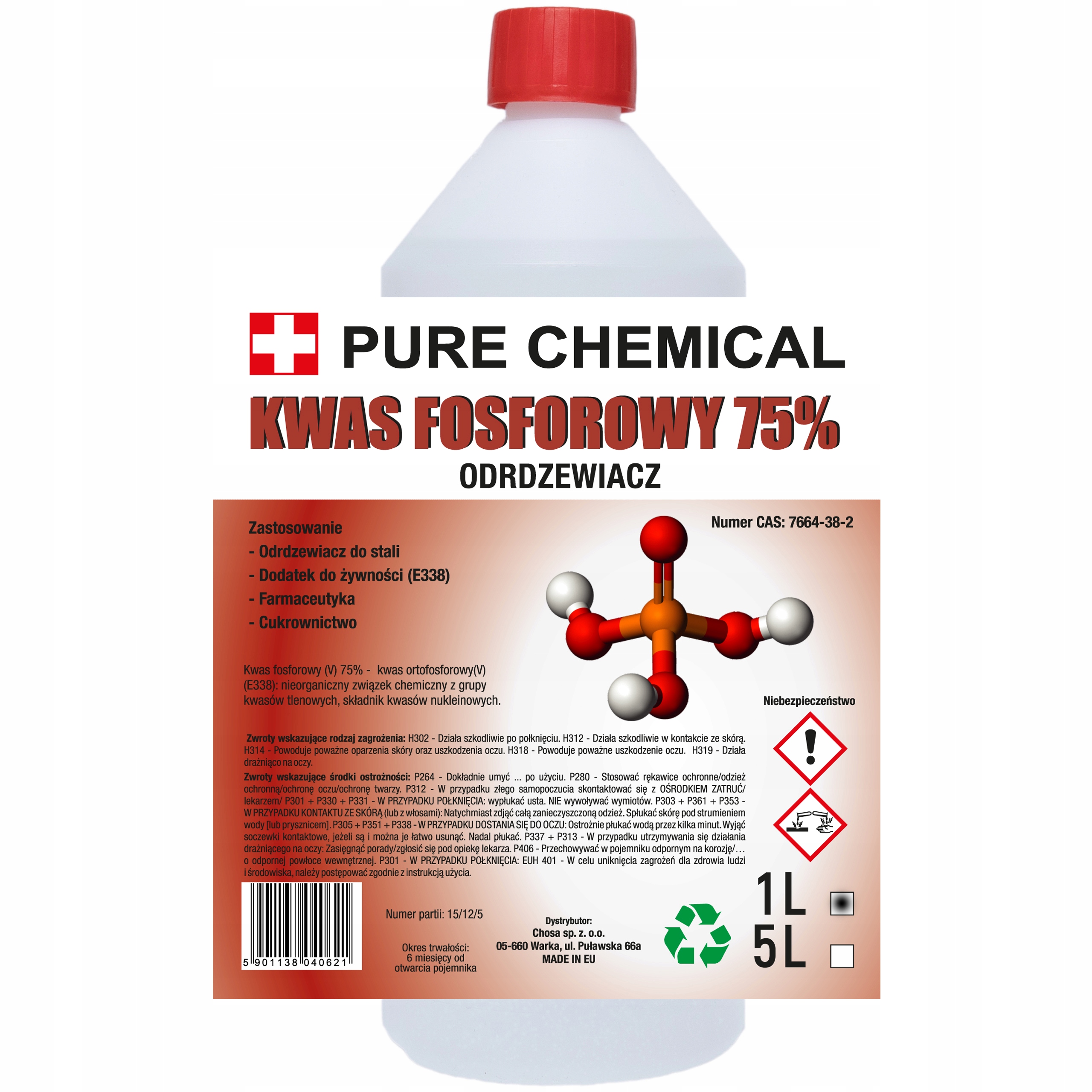 ODRDZEWIACZ DO STALII ŻELIWA KWAS FOSFOROWY 1L 75%