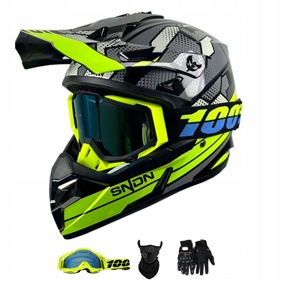 Motocyklová Přilba Lehká Enduro Quada Brýle Rukavice Maska M