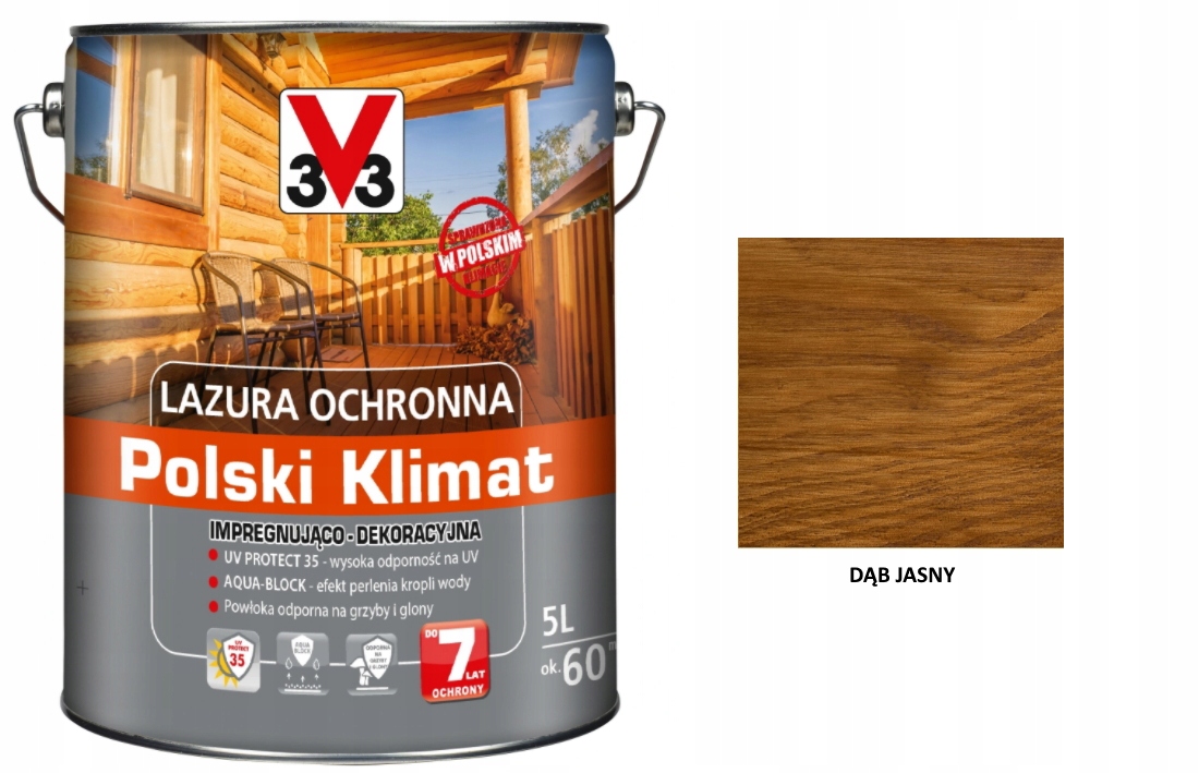 Lazura V33 Polský Klima 7 let 5 L impregnující Dub světlý satén