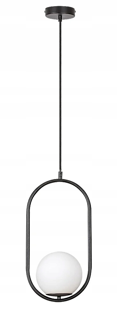 Závěsná lampa černá skleněná bílá koule do obývacího pokoje ložnice Rabalux