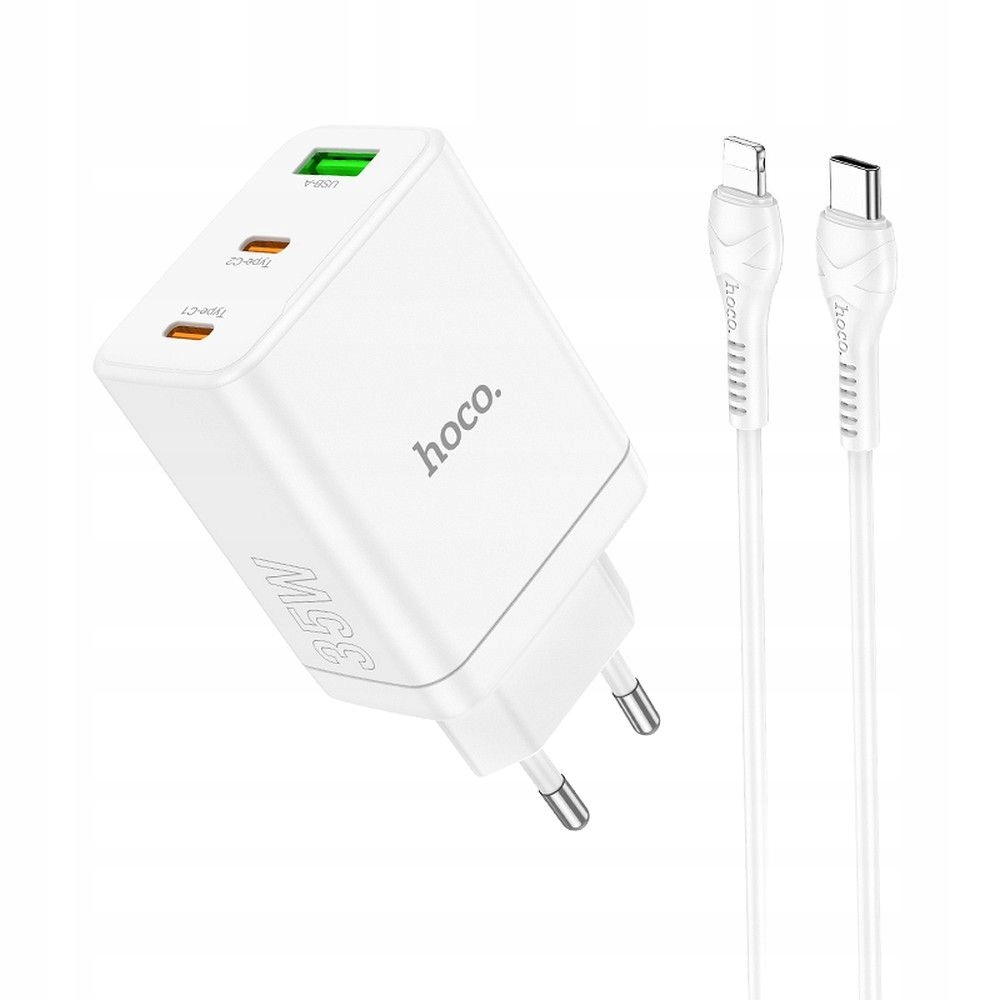 Hoco ładowarka sieciowa 2 x Typ C Usb A kabel Typ C do Lightning Pd QC3.0