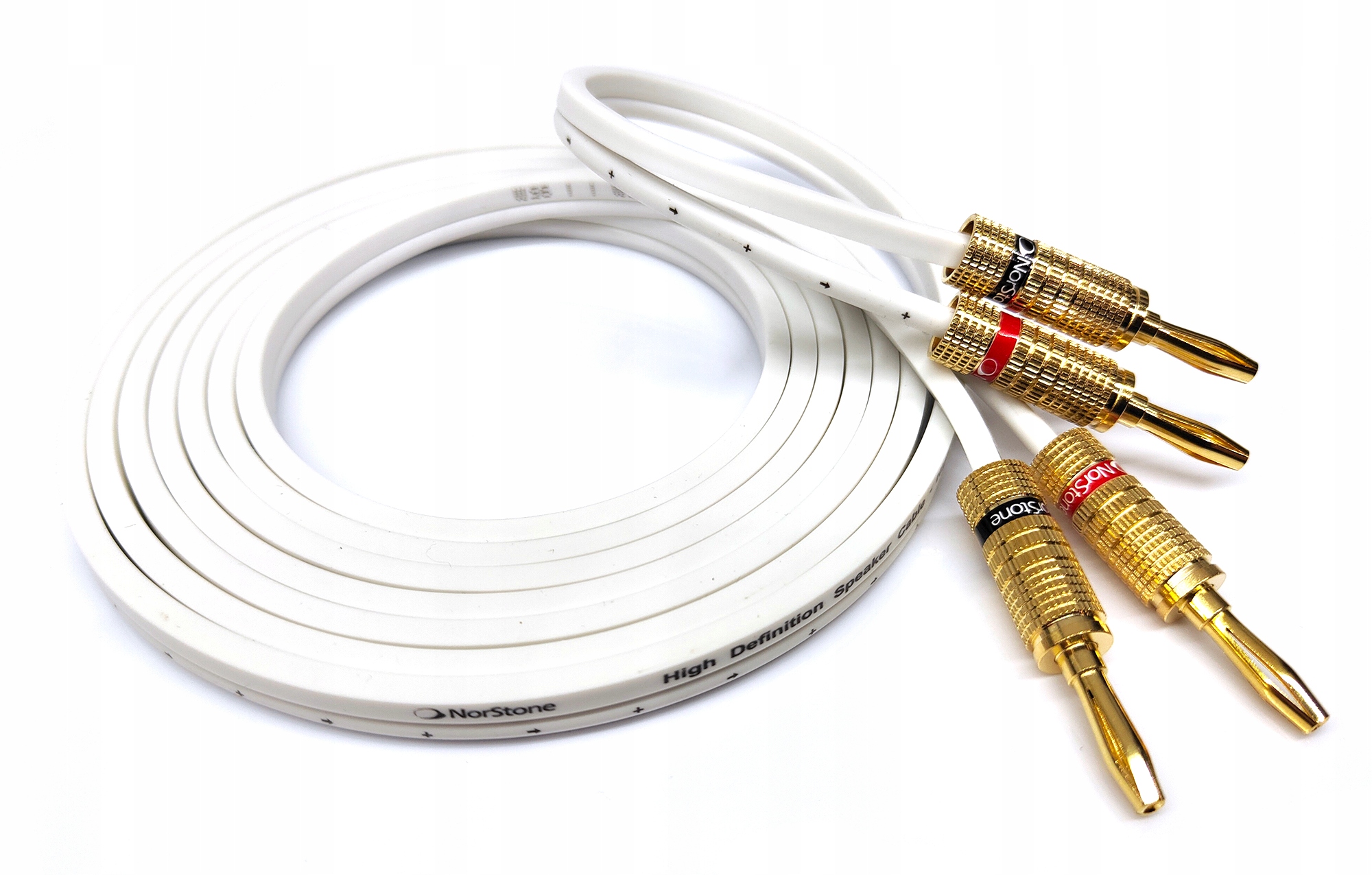 Norstone Cable W250 Ofc 2x 2,5 mm bílý reproduktorový kabel s banánkovými konektory 2 m