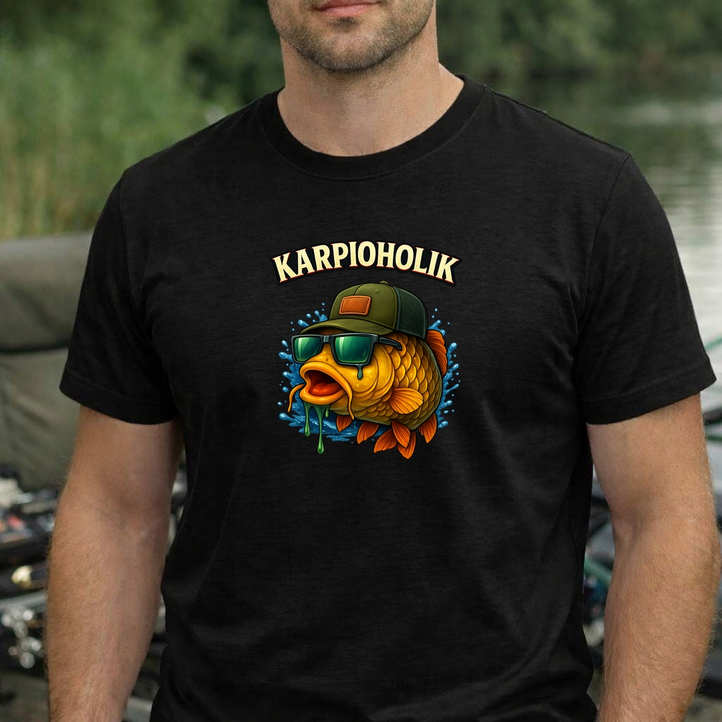 Koszulka dla wędkarza z nadrukiem Karpioholik S