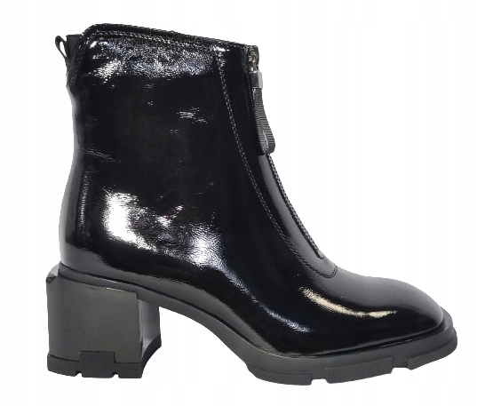 Černé lakované dámské kotníkové boty Loretta Vitale 3400 kožené, velikost 38