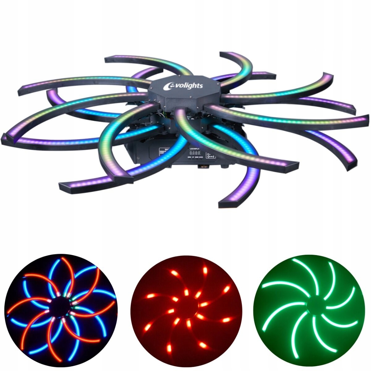 EVOLIGHTS VORTEX ruchomy efekt oświetleniowy DMX LED rotacja 360° RGB
