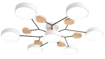Nowoczesna Lampa Led sufitowa Orbita Biało-Czarna z drewnianymi elementami