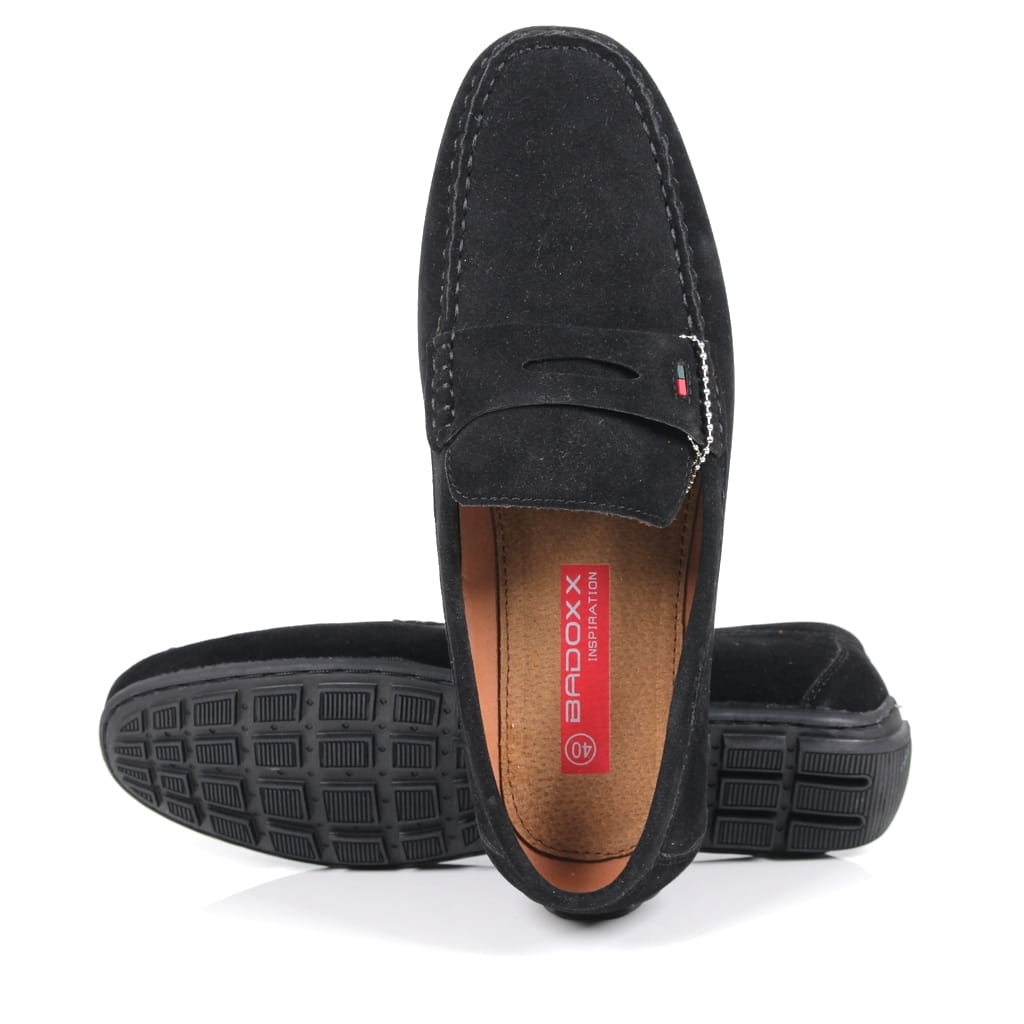 CZARNE MOKASYNY TOMY MĘSKIE BUTY ZAMSZOWE WSUWANE CASUAL SUPER MODNE Kolor czarny