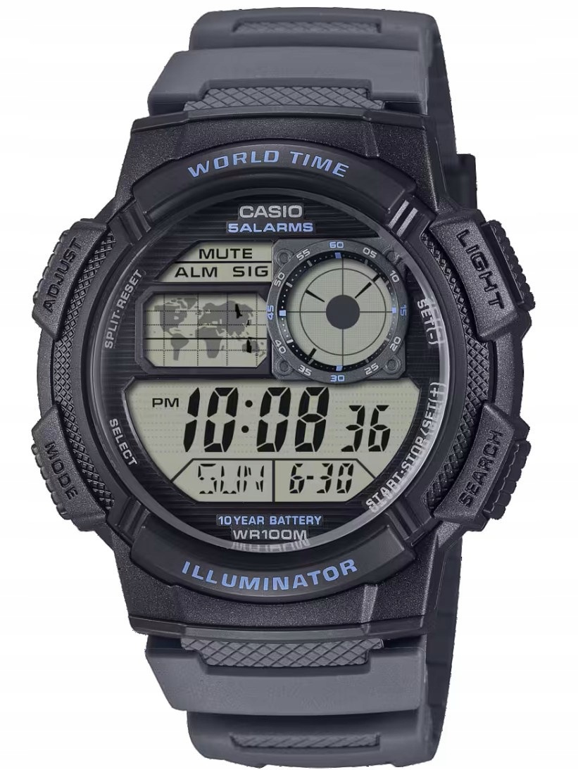 Pánské Hodinky Casio AE-1000W-8AVEF Šedý Pásek 100 M Box Na Den Chlapců
