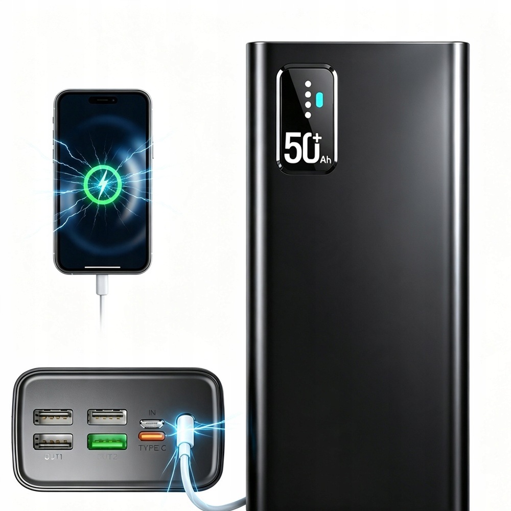 Powerbanka 30000MAH, Přenosná, Nabíjejte 5 Zařízení Najednou Rychle A Bezpečně
