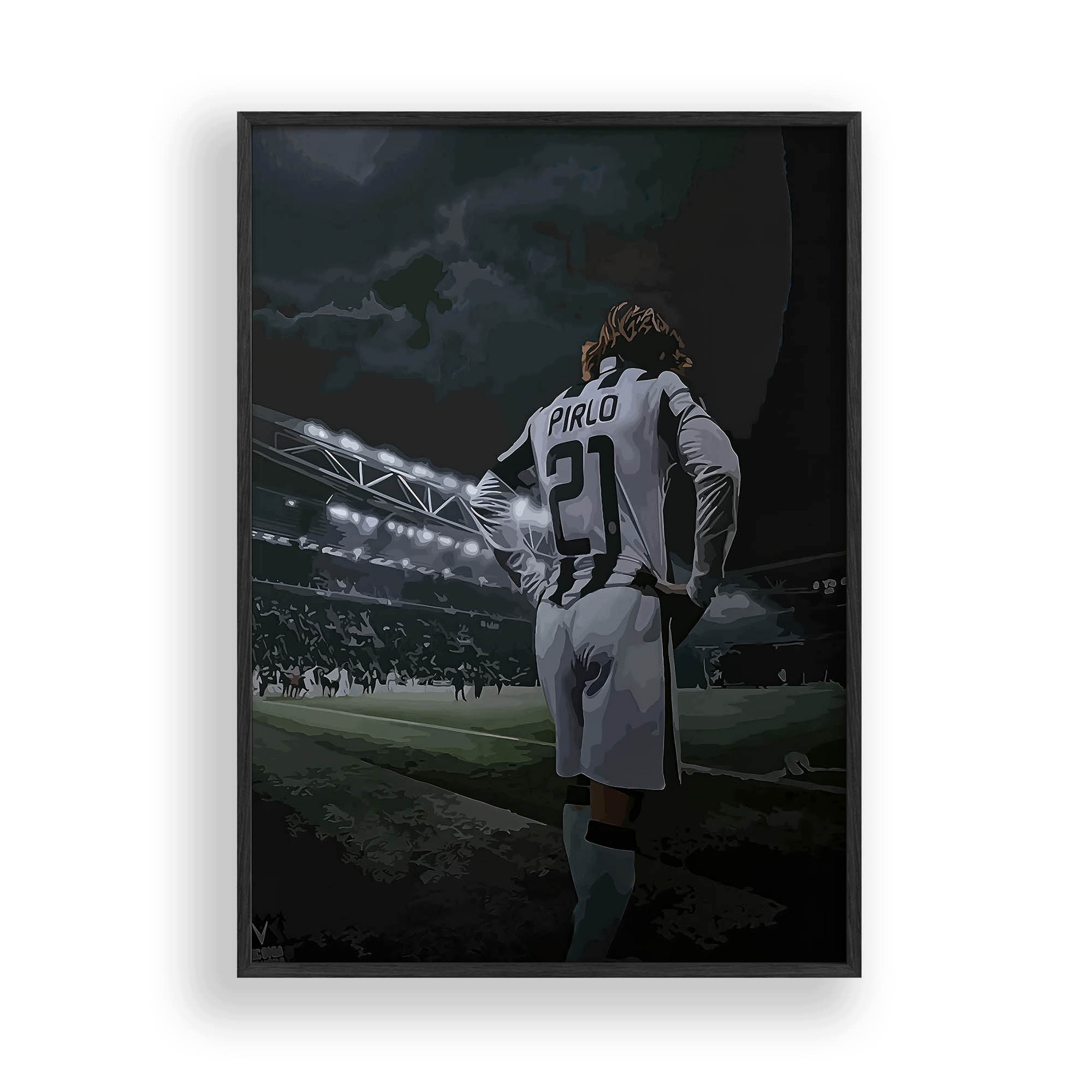 Obraz Andrea Pirlo Juventus Plakát Rámeček Dřevěný Černý 30x42 cm