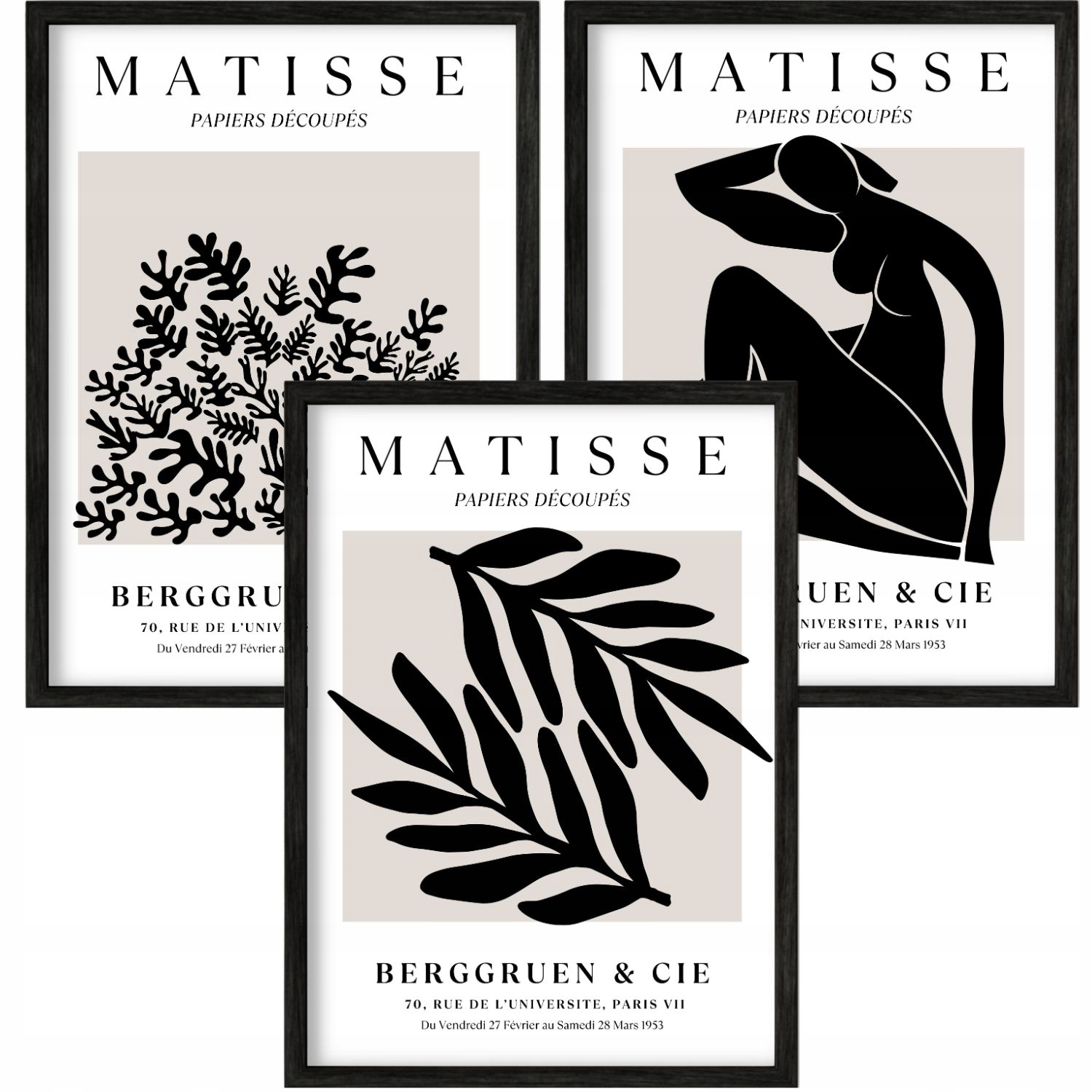3 x Plakát Foto Obraz 100x70 Abstrakce Minimalismus Henri Matisse 70x100
