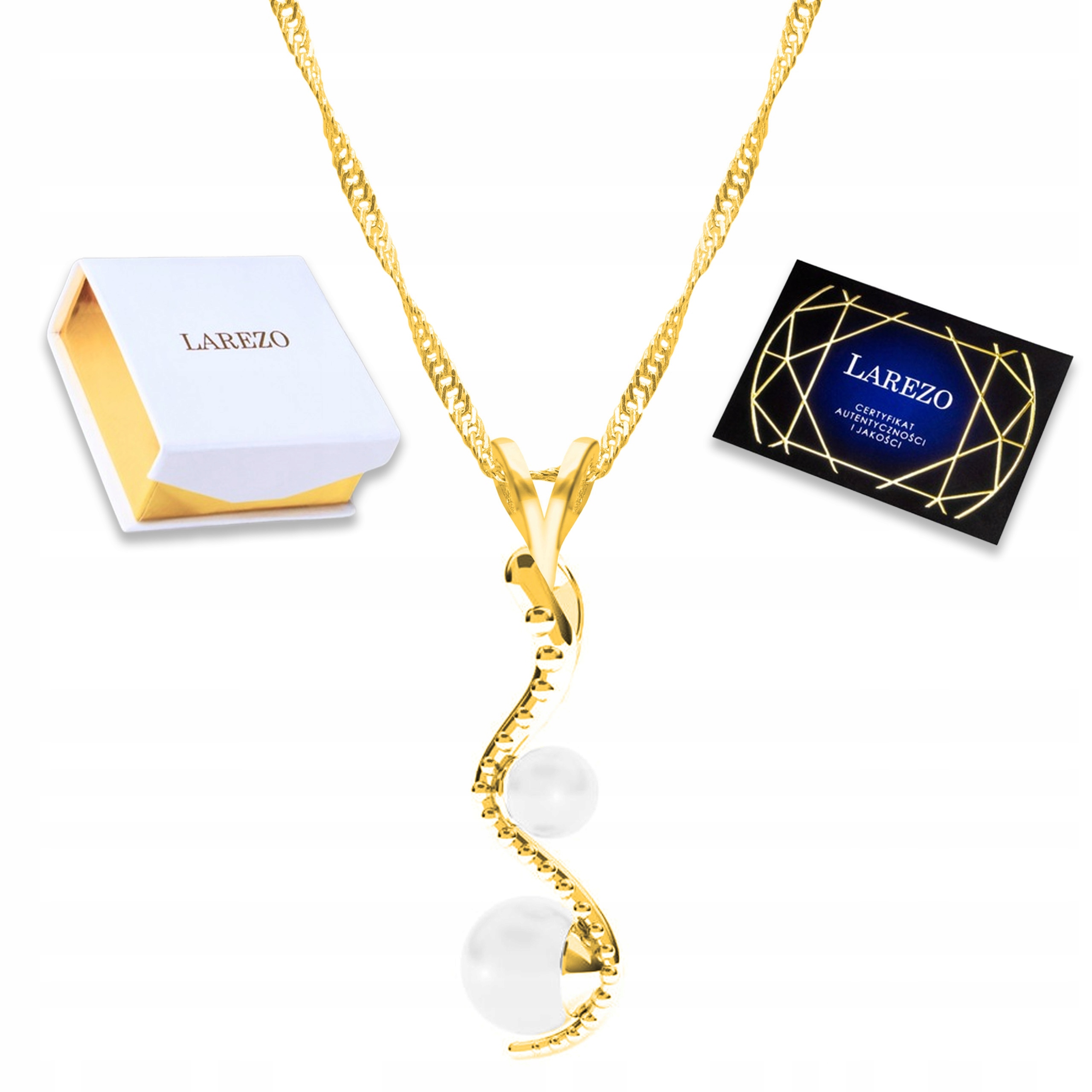 Zlatý náhrdelník Had Kobra Plazi Perly Bílé Zvíře Stříbro 925