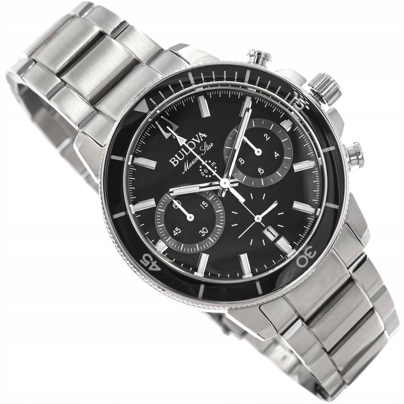 Pánské Hodinky Bulova 96B272 Marine Star Chronograph Stříbrné Na Náramku