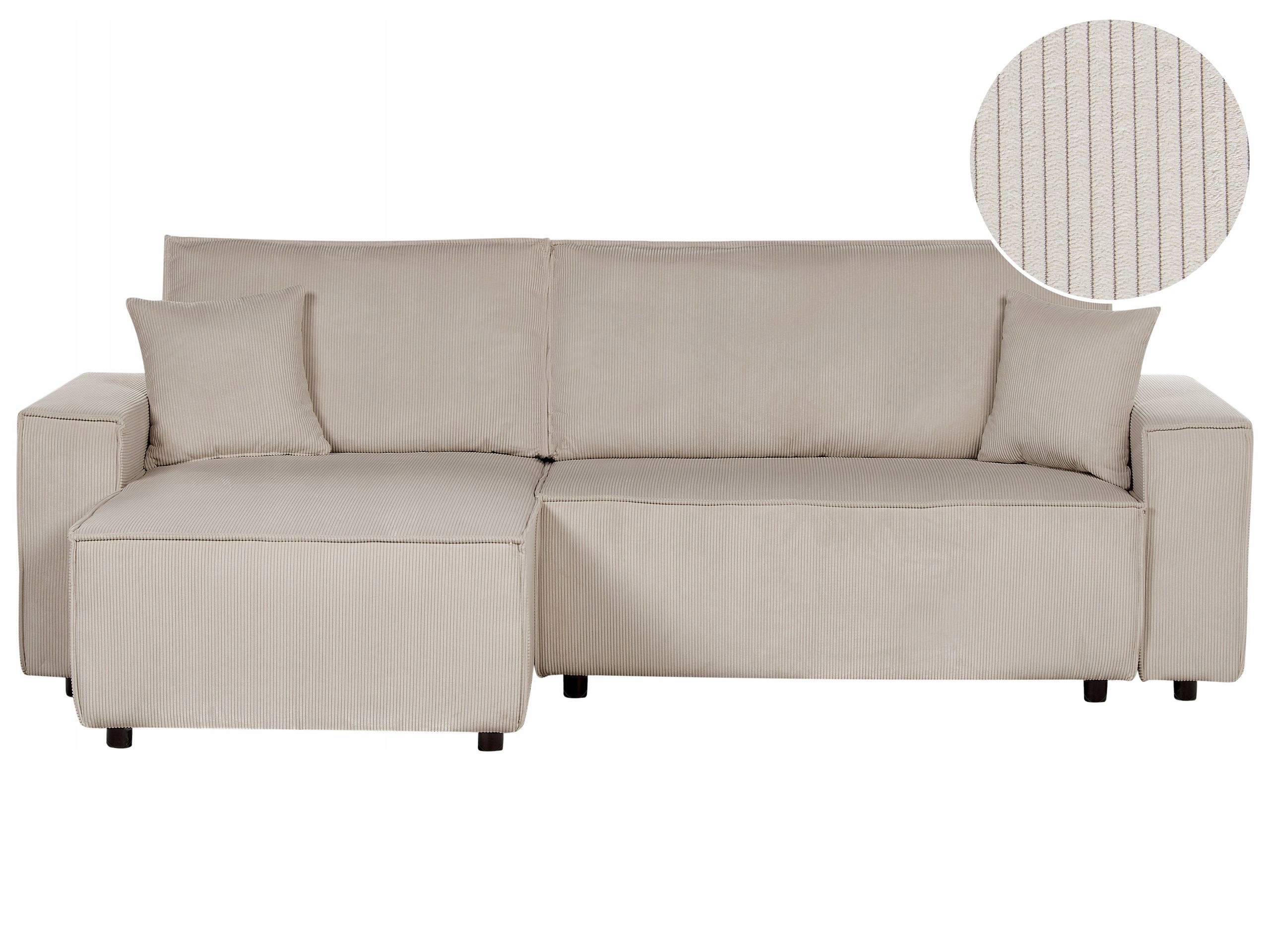 Sofa narożna prawostronna rozkładana w kolorze beżowym