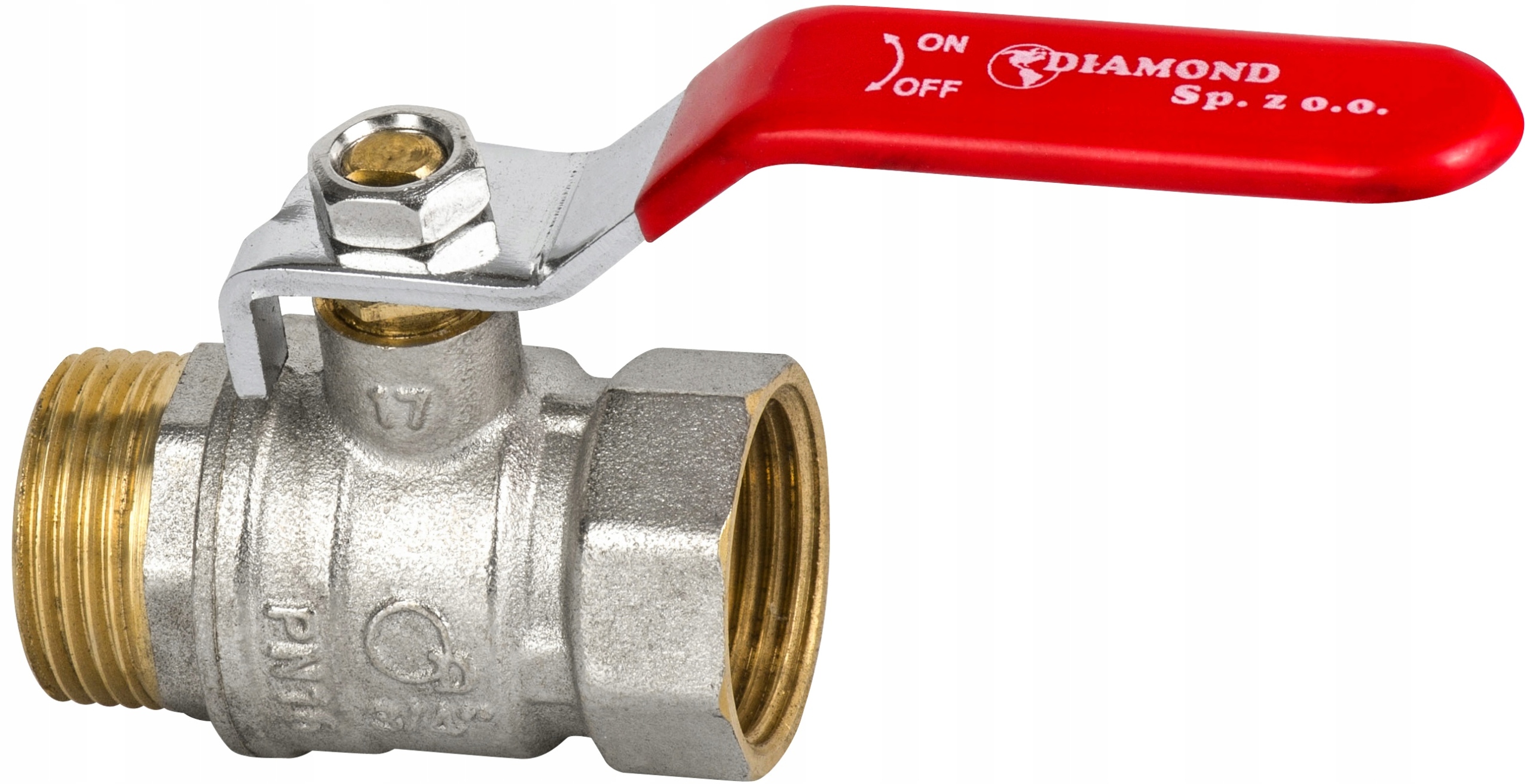 ZAWÓR KUREK KULOWY NYPLOWY WZ 1/2" DN15 MOSIĘŻNY Z DŁAWICĄ RĄCZKA SOLIDNY EAN (GTIN) 0755886604650