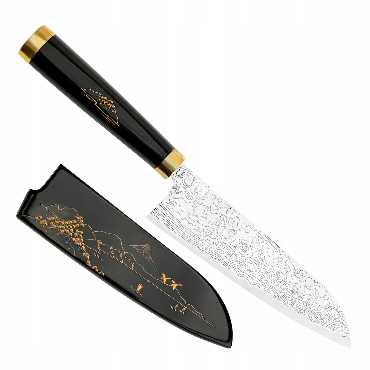 Takeshi Saji Art Fuji Unique Kuty R-2 Japonský nôž Santoku 18 cm a Saya