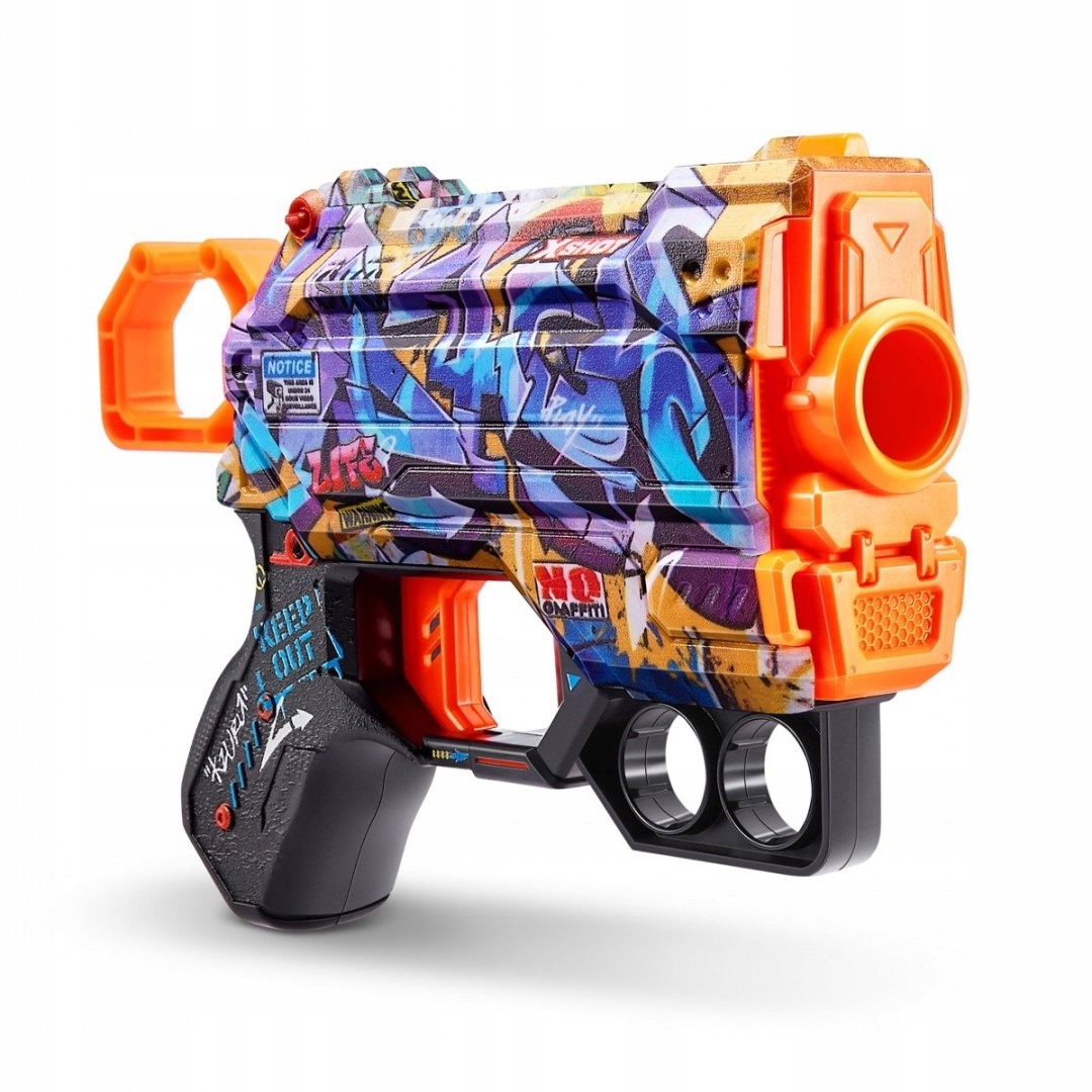 ZURU X-SHOT Small pistol launcher SKINS MENACE SPRAY TAG + 8 bullets 8+