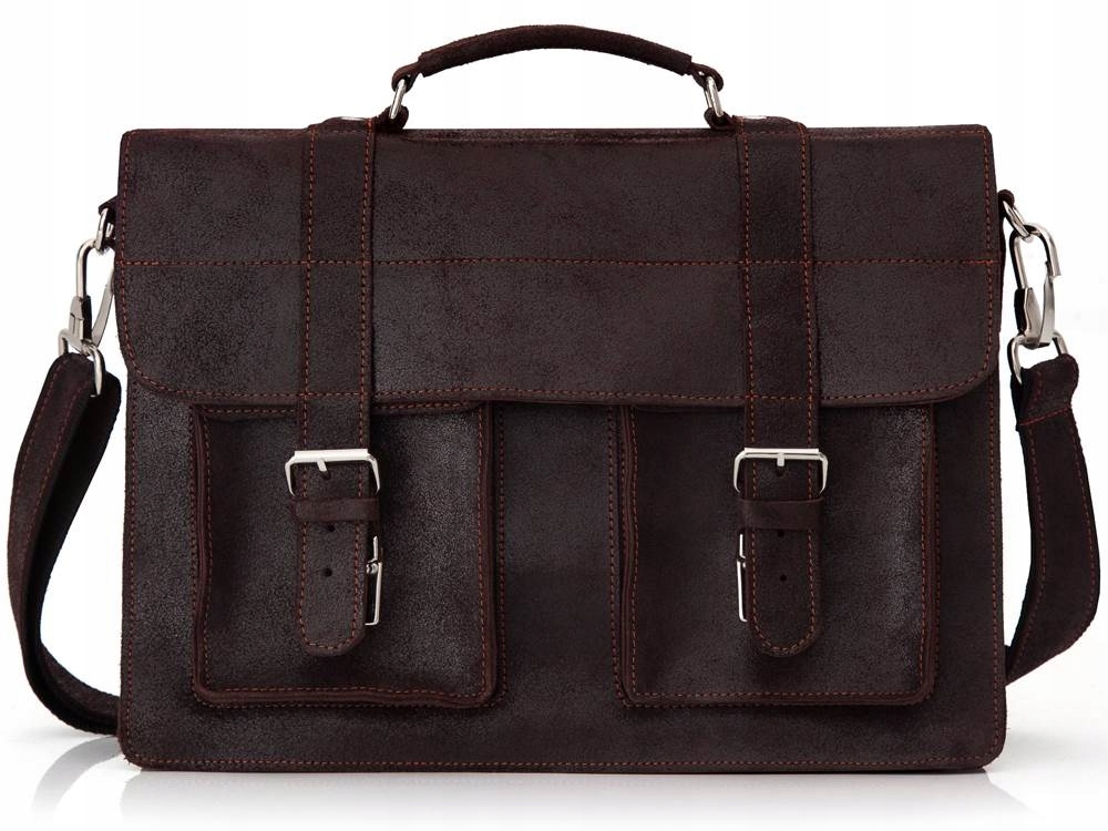 POLSKA SKÓRZANA TORBA LISTONOSZKA NA RAMIĘ SOLOME