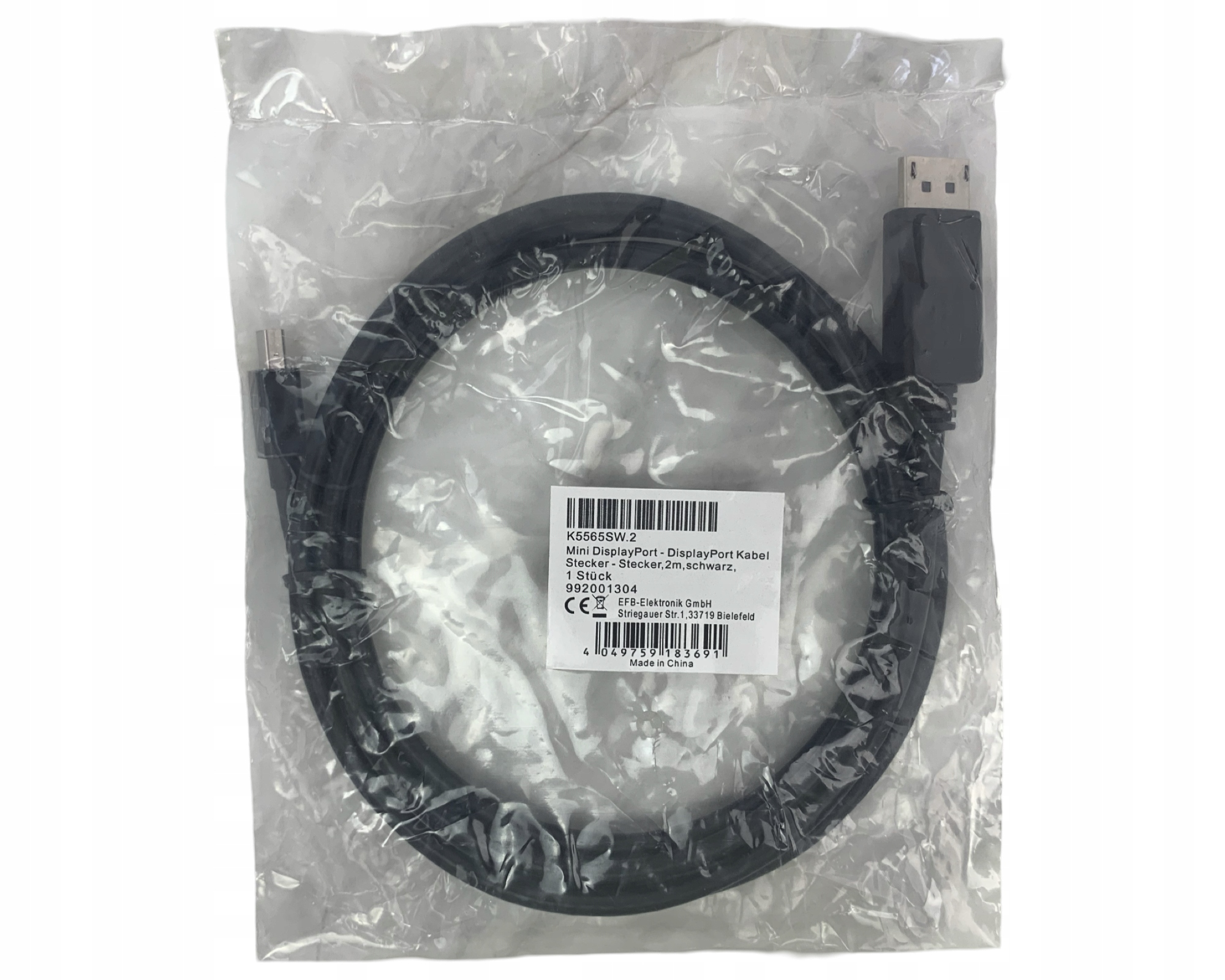 Kabel Mini DisplayPort do Display Port 4K 2m czarny K5565SW.2