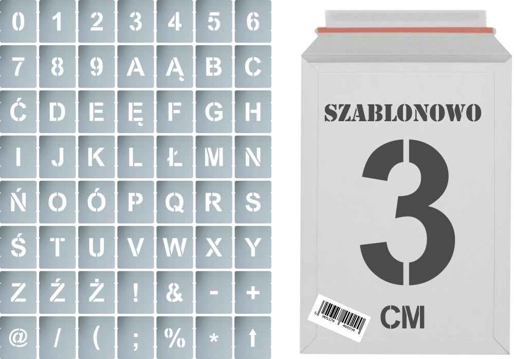 

Szablony malarskie Litery i Cyfry 3cm zestaw 56szt