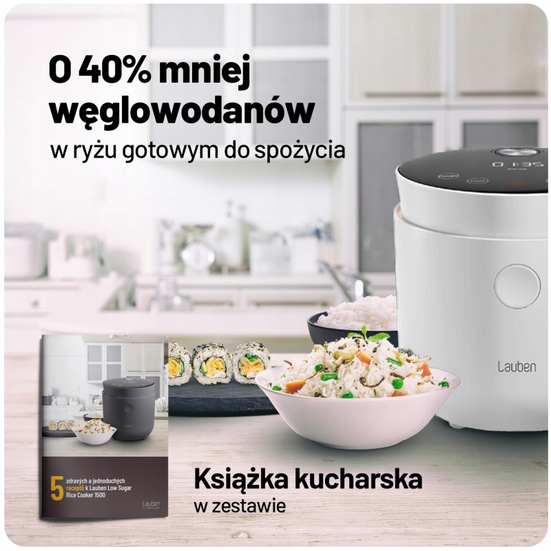 Ryżowar Lauben Low Sugar Rice Cooker W + Akcesoria Marka Lauben