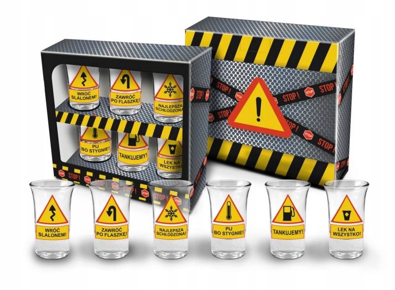 

Komplet 6 Kieliszków do Wódki 35ml Znaki Drogowe