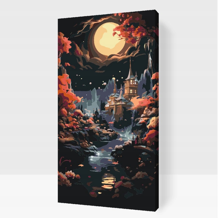 Malování Podle Čísel Čína Krajina Příroda Zahrada Les Řeka Velká 40x80 cm