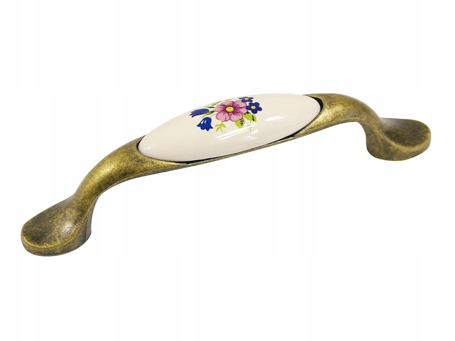 

Uchwyt Meblowy DP19 St. Złoto Porcelana Z Kwiatem