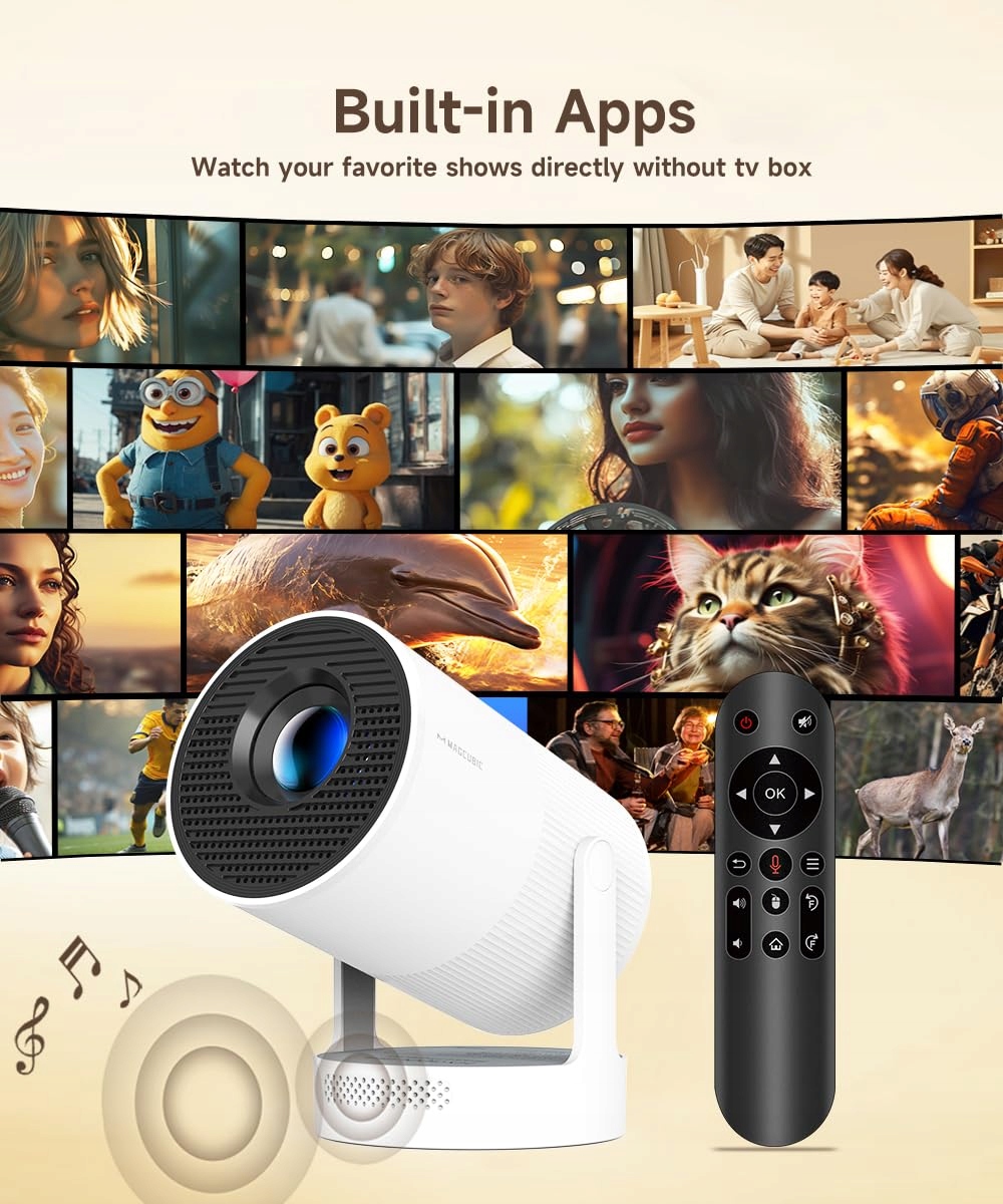 MINI BEAMER Projektor 4K Smart 5G WiFi 6 BT 5.0 Full HD 1080P 260ANSI — miniatura 2