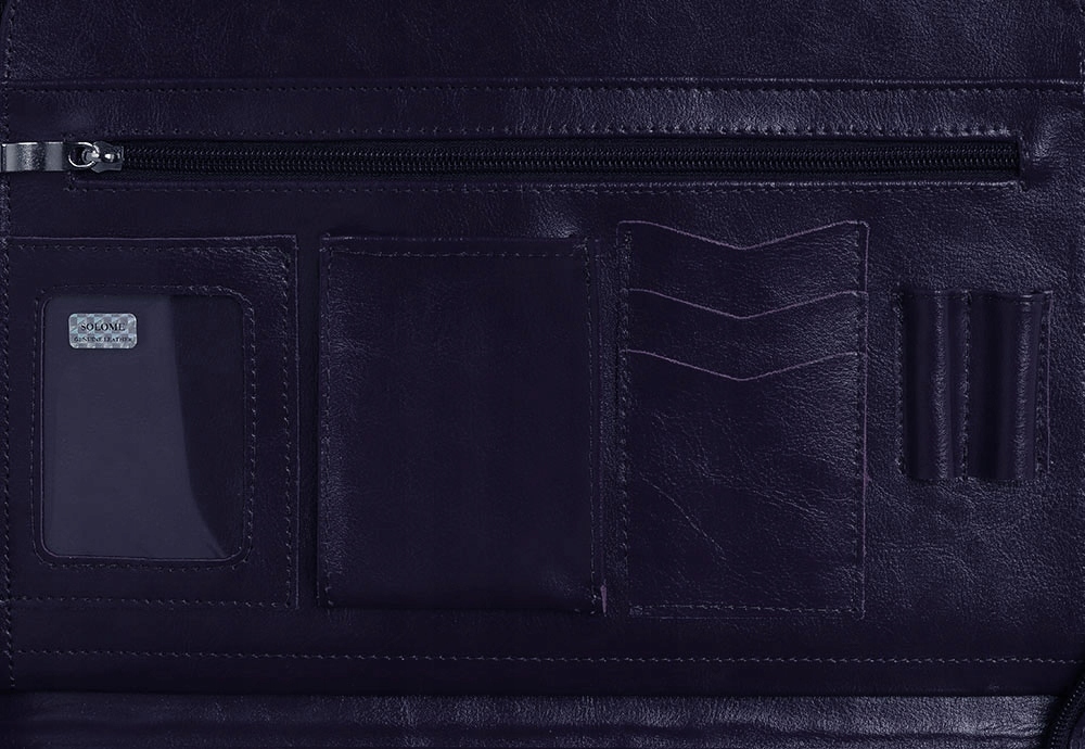 SKÓRZANA AKTÓWKA TECZKA NA DOKUMENTY BIWUAR SOLOME A4 GRANATOWA Płeć uniseks