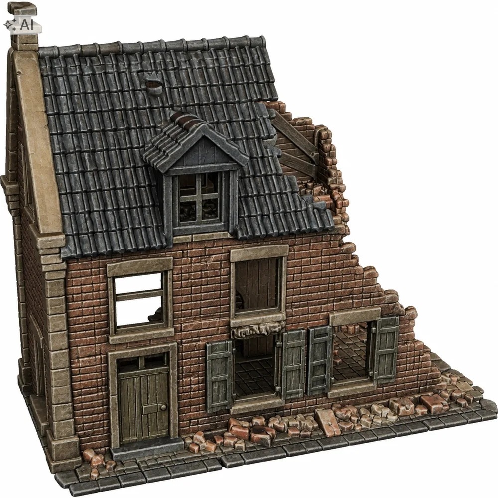 Figurka Ruiny západního obytného domu 1944 – 1945 WW2 Měřítko 1:72