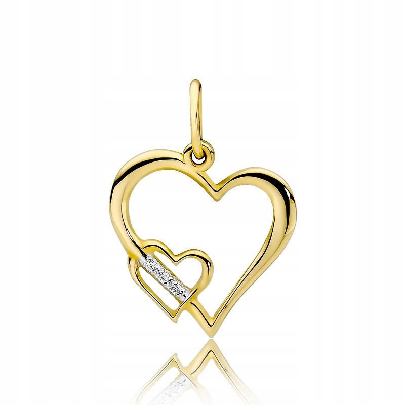 Zlatý přívěsek přívěsek srdce s diamanty Zlato 585 Briliant 0.015 ct