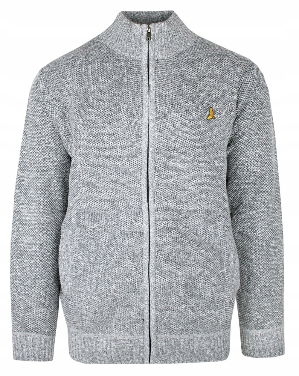 Svetr na zip, vysoký výstřih, kapsy – Brave Soul – popelavý melír – M