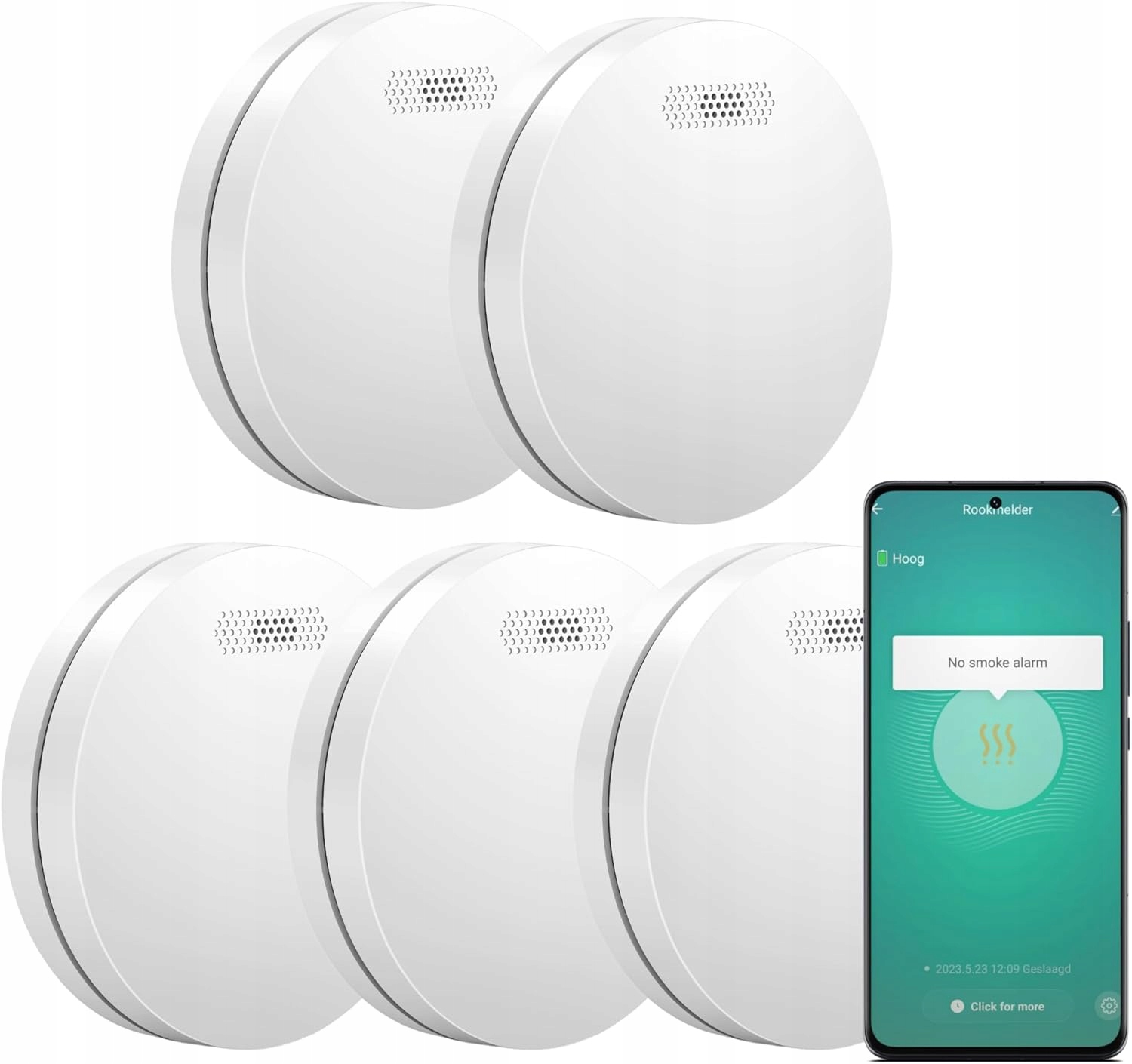 Senzor Dymu Oxidu Uhoľnatého Wifi Safeliveo GW01 So Základňovou Stanicou, Sada 5+1