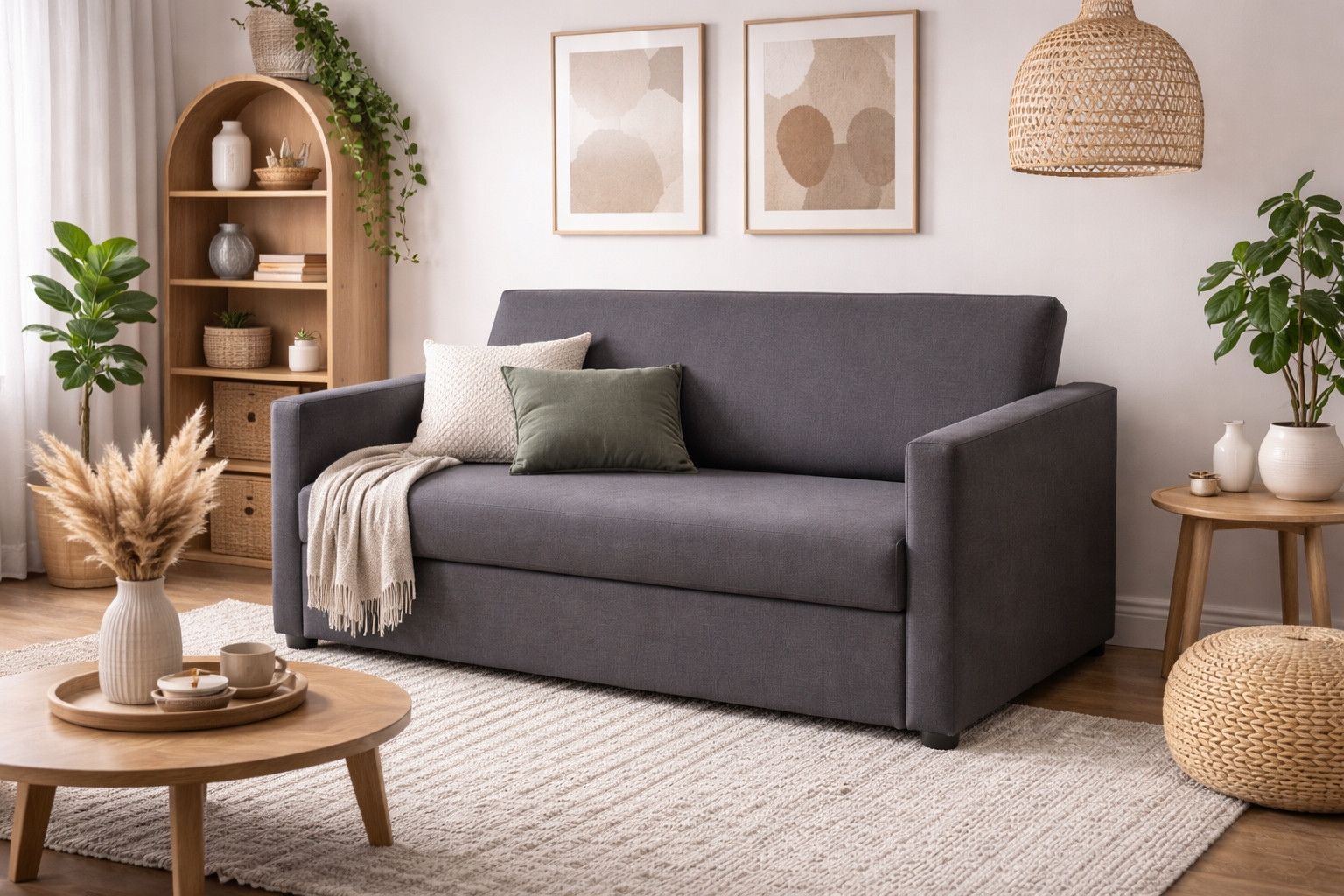 Rozkládací pohovka s funkcí spaní a pružinami Bonell Firko Grafit