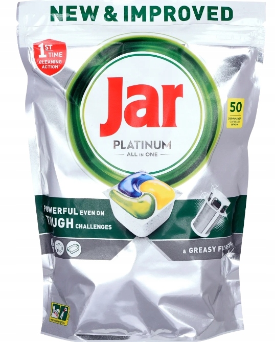 Levně Jar Platinum All in One Lemon Kapsle do myčky nádobí, 50 kusů